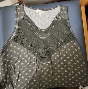 Maurices Gray Sleeveless Top with Lace Detail